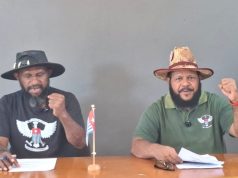 Peringati Kemerdekaan Vanuatu, ULMWP Sebut Negeri Pasifik Itu Rumah Persaudaraan Bangsa Papua Menase Tabuni, presiden eksekutif dan Markus Haluk, sekretaris eksekutif ULMWP, saat jumpa pers. (Dok. ULMWP)